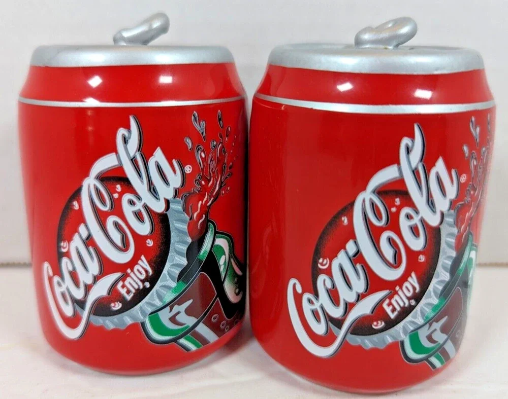 Coca Cola Ceramic Salt And Pepper Shakers-approx 3.5 inches tall- Used VTG
